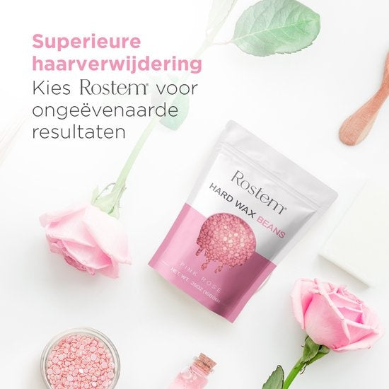 RostemÂ® Luxe Harzbohnen - Hartwachsbohnen - Heißwachs - Wachsbohnen - Rosa Rose 1KG - Inkl. 10 Spatel