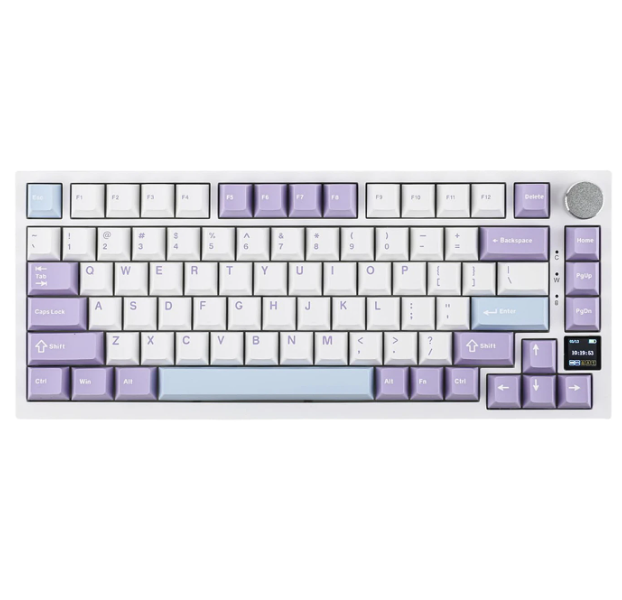 AJAZZ AK820 Pro Mechanische Tastatur – 75 % – QWERTY US – Tri-Mode – TFT-Display – RGB – Grau – Sea Salt Purple-Schalter