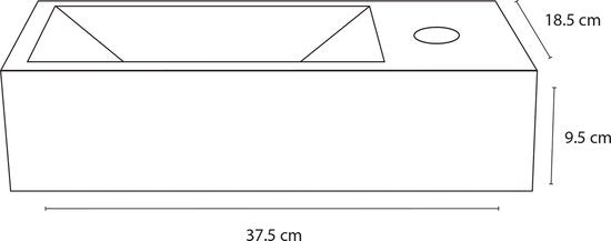 Differnz Helios Waschtisch-Set – 37,5 × 18,5 × 9,5 cm – Rechteckig – 1 Hahnloch rechts – Gerader, mattschwarzer Wasserhahn – Weiß