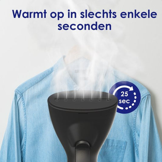 Samako SteamWave Kleidungsdämpfer - Leistungsstarker Handdampfer - Handdampfgerät - Dampfbügeleisen - Kompakt für unterwegs - Schwarz