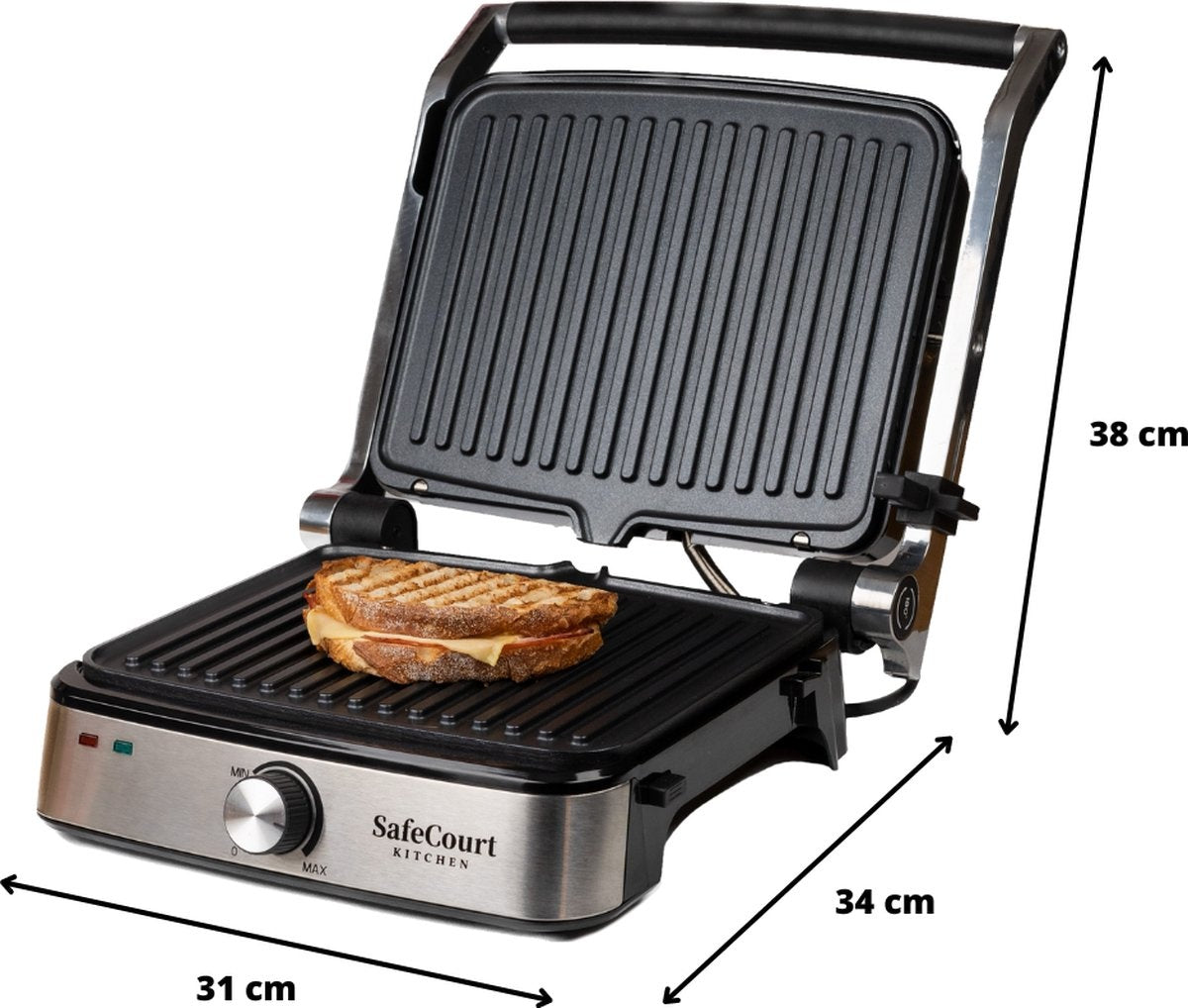 Safecourt Kitchen Contact grill compact CG200 - Toaster - Grillgerät - Abnehmbare Platten