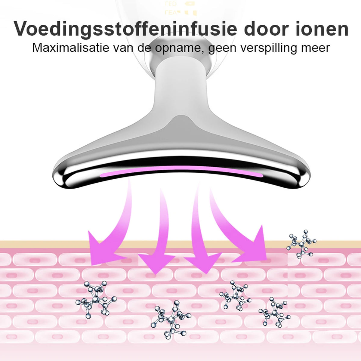 Sunluxy ES-1081 Nackenmassagegerät – EMS-Mikrostrom, 7-farbiges LED-Licht und 45 °C-Wärmefunktion – Gesichts- und Nackenpflege – 16,2 x 13,2 x 5,8 cm