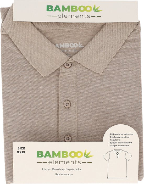 Bamboo Elements – Herren-Poloshirt – Dark Sand Beige - Größe M – Herren-Poloshirt – Kurzarm – Piqué-Stoff – Herren-T-Shirt – Bambus