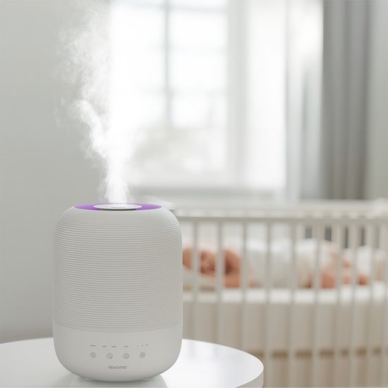 Auronic Luftbefeuchter - 3L - Für Schlafzimmer, Babyzimmer, Büro, Wohnzimmer und mehr  - BPA-frei - Weiß