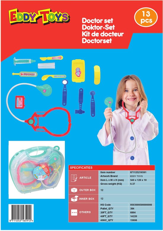 Eddy Toys - Arzt-Set - 13 Teile - inkl. Aufbewahrungskoffer