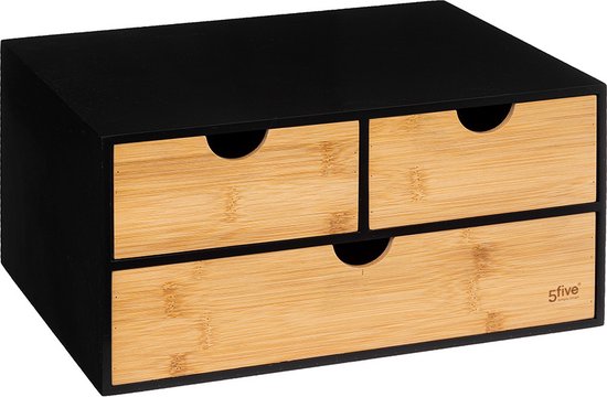 5Five Schreibtisch-Organizer mit Schubladenblock – 3 Schubladen – 25 x 31 x 24 cm – Holz