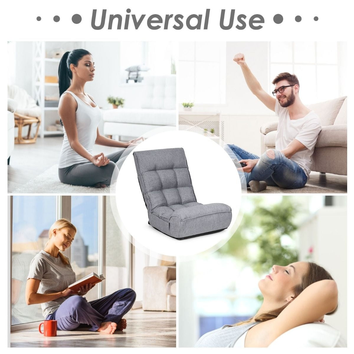 Coast Floor-Making Stoel 4-voudig verstelbare gamingvloer Sofa met rugleuning grijs