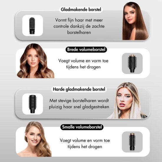 Sansbeauté® 9-in-1 Airstyler mit Diffusor - Multistyler - Haartrocknerbürste Kurzes Haar - Lockenstab - Haarstyler - Haartrockner - Wärmebürste - Lockenbürste - Lockenstab - Haarglätter - Stylingbürste - 5 in 1 Hairstyler