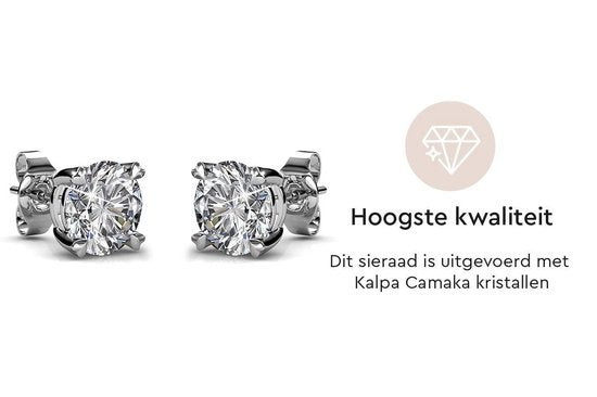 Yolora Damen Ohrringe - Runde Kalpa Camaka Kristalle - Silber - 18K Weißgold vergoldet - Damen Ohrstecker Silber - Ohrstecker - Schmuck - Luxus Geschenkbox - Geschenkbox - Schöne Geschenkverpackung - Geschenk zum Muttertag