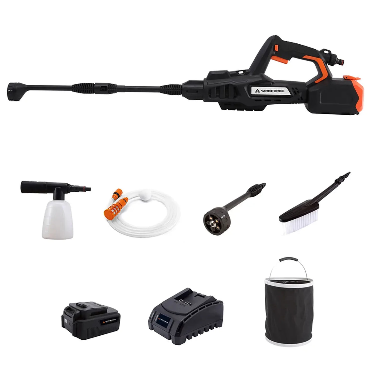 Yard Force 20-V-Akku-Hochdruckreiniger – 665 PSI – 5-in-1-Düse, selbstansaugend