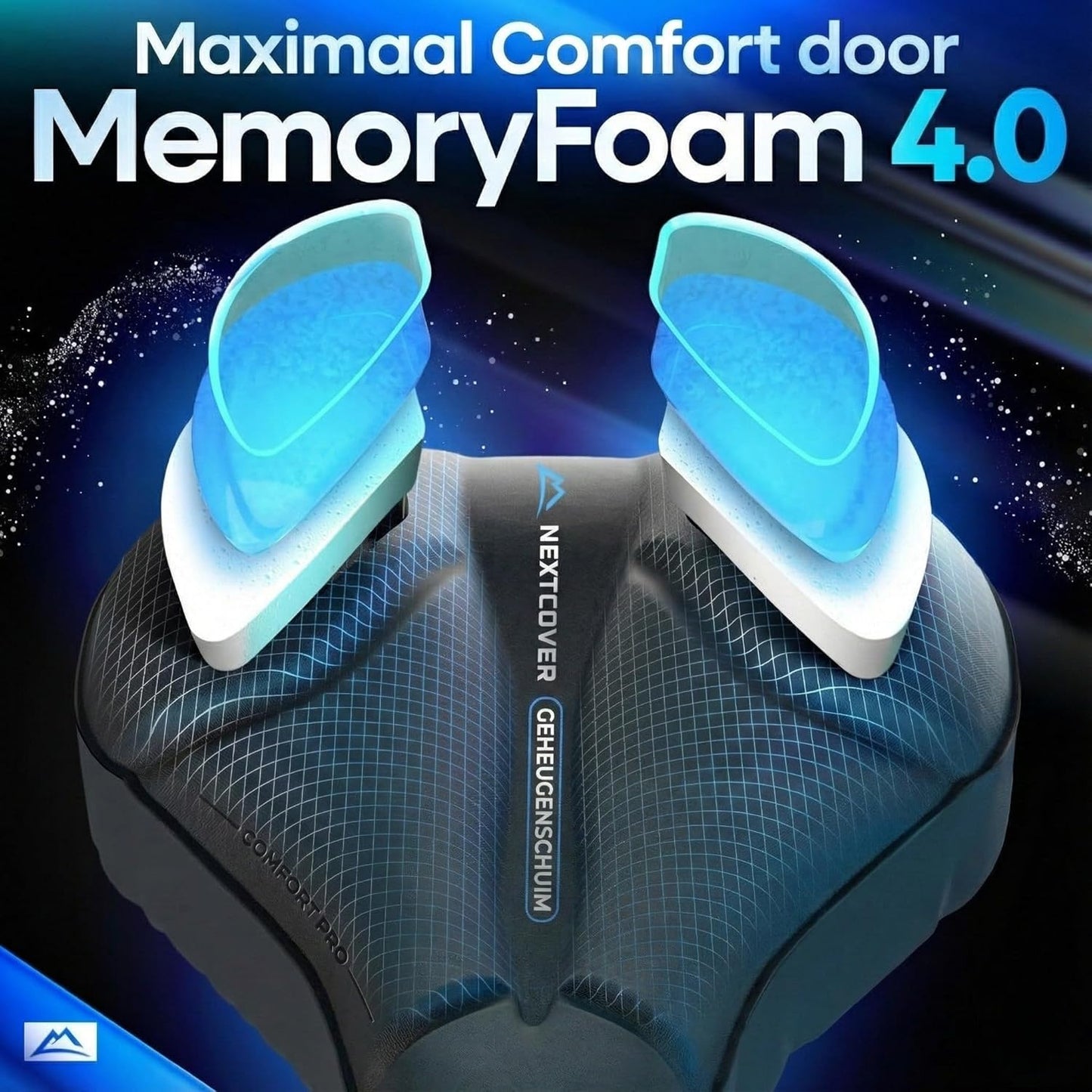 Nextcover Fahrradsattelbezug mit Memory Foam 4.0 und ergonomischem Gelkissen – universeller, bequemer Sattelbezug für Damen- und Herren-Trekkingräder