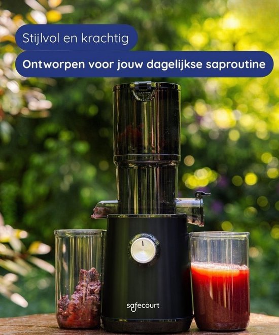Safecourt Kitchen Entsafter - Für Obst & Gemüse - XXL Einfüllöffnung - Leistungsstarker Motor - Schwarz