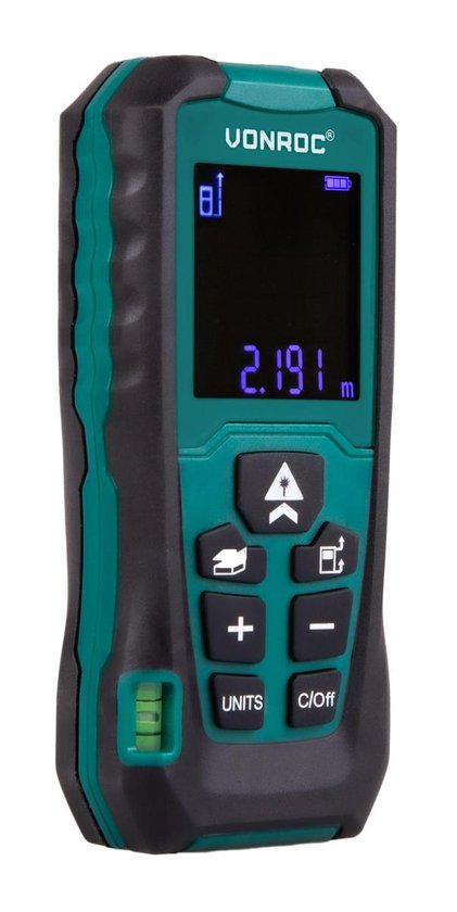 VONROC Laser-Entfernungsmesser - 40 Meter Reichweite - Einstellbare Messreferenz