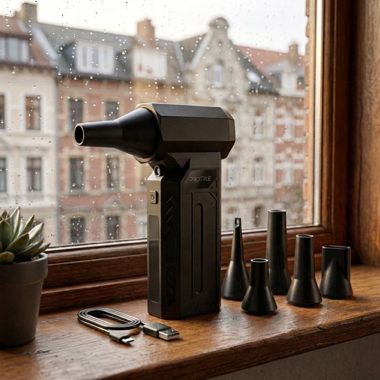Druckluftdüse 110.000 U/min – 4 Stufen – Kabelloser Staubentferner – Druckluft für Computer – Turbo-Lüfter mit Druckluft – Akku-Luftgebläse