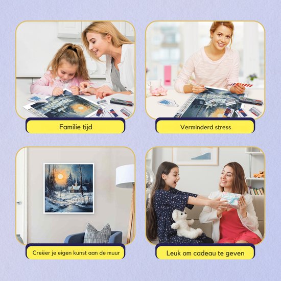 Rubye® Diamantmalerei - Diamantmalerei Erwachsene - Diamantmalerei Kinder - Diamantmalerei Komplettpaket - Winterhaus -30x30cm