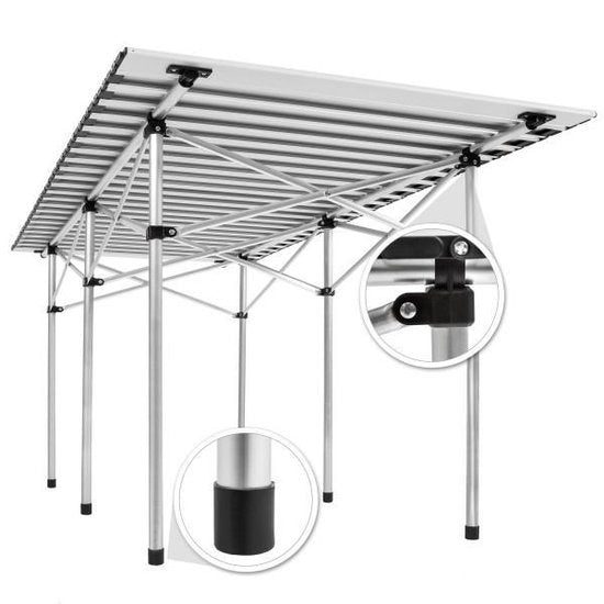 tectake - Campingtisch - Zusammenklappbar - Inkl. Tragetasche - 140 x 70 cm - Grau - 401170