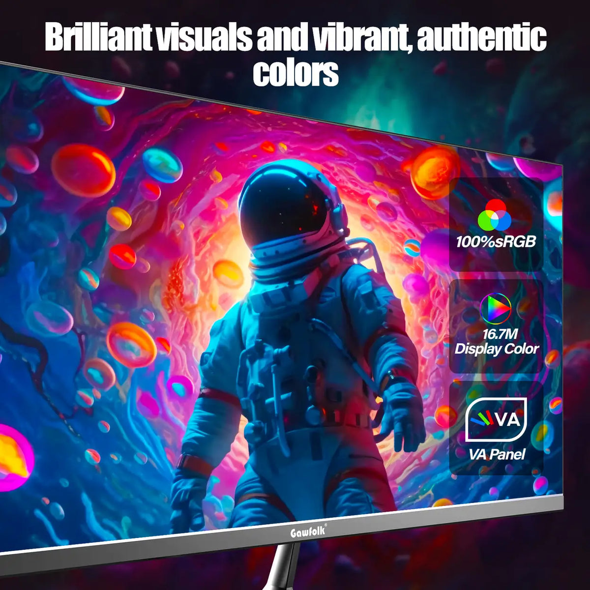 Gawfolk Curved Monitor GF220C – 22 Zoll – Full HD 1920 x 1080 – 75 Hz – VA-Panel – HDMI & VGA – Schwarz