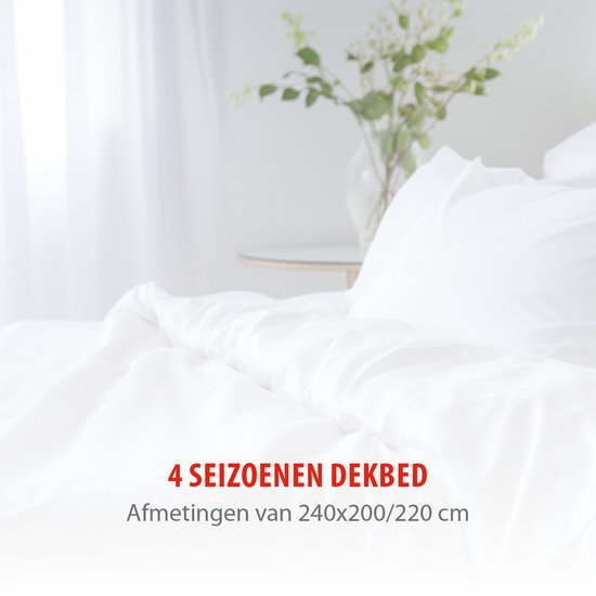 Alpina Bettdecke 240 x 200/220 cm – 4-Jahreszeiten-Bettdecke für zwei Personen – Maschinenwaschbar bei 40 Grad – Schnell trocknendes und atmungsaktives Material – Sommer- und Winterbettdecke – Polyester – Weiß