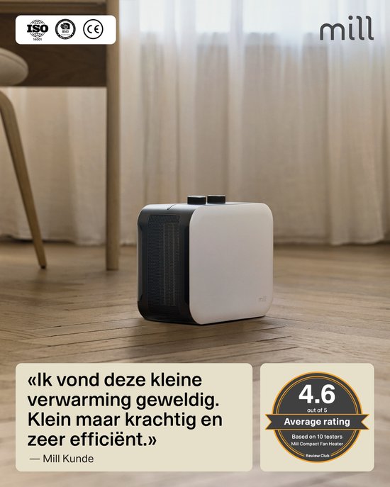 Mill – CUS1800MECW – Design-Heizlüfter – 2 Stufen – bis zu 30 m² – weiß – 5 Jahre Garantie