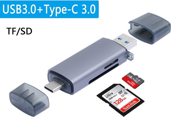 Garpex® SD-Kartenleser USB-C – Kartenleser USB 3.0 – SD-Kartenleser – Speicherkartenleser – Micro-SD-Kartenleser – USB-Kartenleser – Aluminium