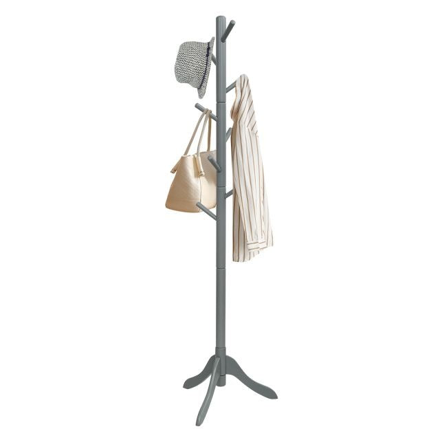 Kleiderständer mit 8 Haken 175 cm Holz Höhenverstellbar Kleiderständer für Schlafzimmer Wohnzimmer Grau/Braun/Schwarz