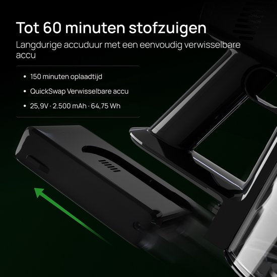 Skrub Stahlstaubsauger, kabellos, 500 W – 60 Min. – 32 kPa – HEPA H13 – Handstaubsauger – Kabelloser Staubsauger ohne Beutel