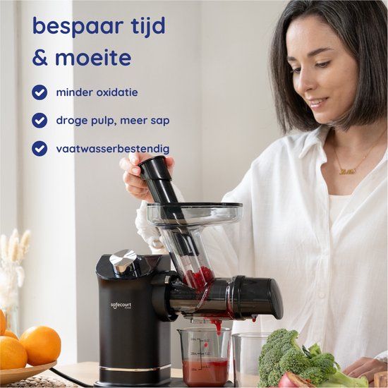 Safecourt Kitchen - Slowjuicer - Entsafter - Gemüse- und Obstpresse - 300ml - Schwarz