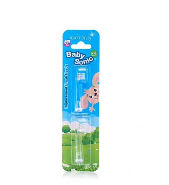 Brush-Baby BabySonic Aufsteckbürsten – 2 Stück – 0–18 Monate – Ersatz-Aufsteckbürsten mit LED