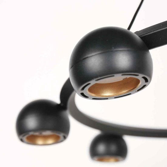 Schwarze, runde 8-flammige Hängeleuchte Marcadore, ø 60 cm – schwenkbar, höhenverstellbar, Kunststoff/Metall – Steinhauer