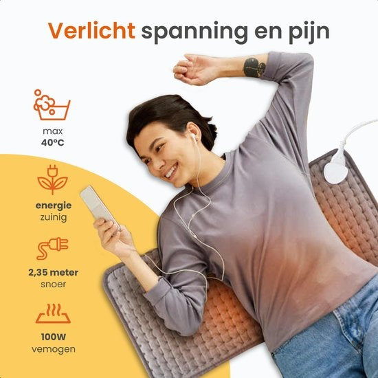 Goliving Warmtekussen â€šÃ„Ã¬ Warmte Kussen Voor Nek en Schouder â€šÃ„Ã¬ 3 Warmtestanden â€šÃ„Ã¬ Timerâ€šÃ„Ã¬functie â€šÃ„Ã¬ Machinewasbaar â€šÃ„Ã¬ 100 Watt â€šÃ„Ã¬ Fleece â€šÃ„Ã¬ 30 x 60 cm â€šÃ„Ã¬ Grijs