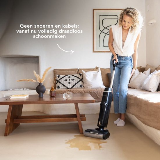 Techweise TC1 Schnurloser Nass- und Trockensauger - 30 Minuten Akkulaufzeit - 3 Reinigungsmodi - Selbstreinigungsfunktion - 220W - Schwarz