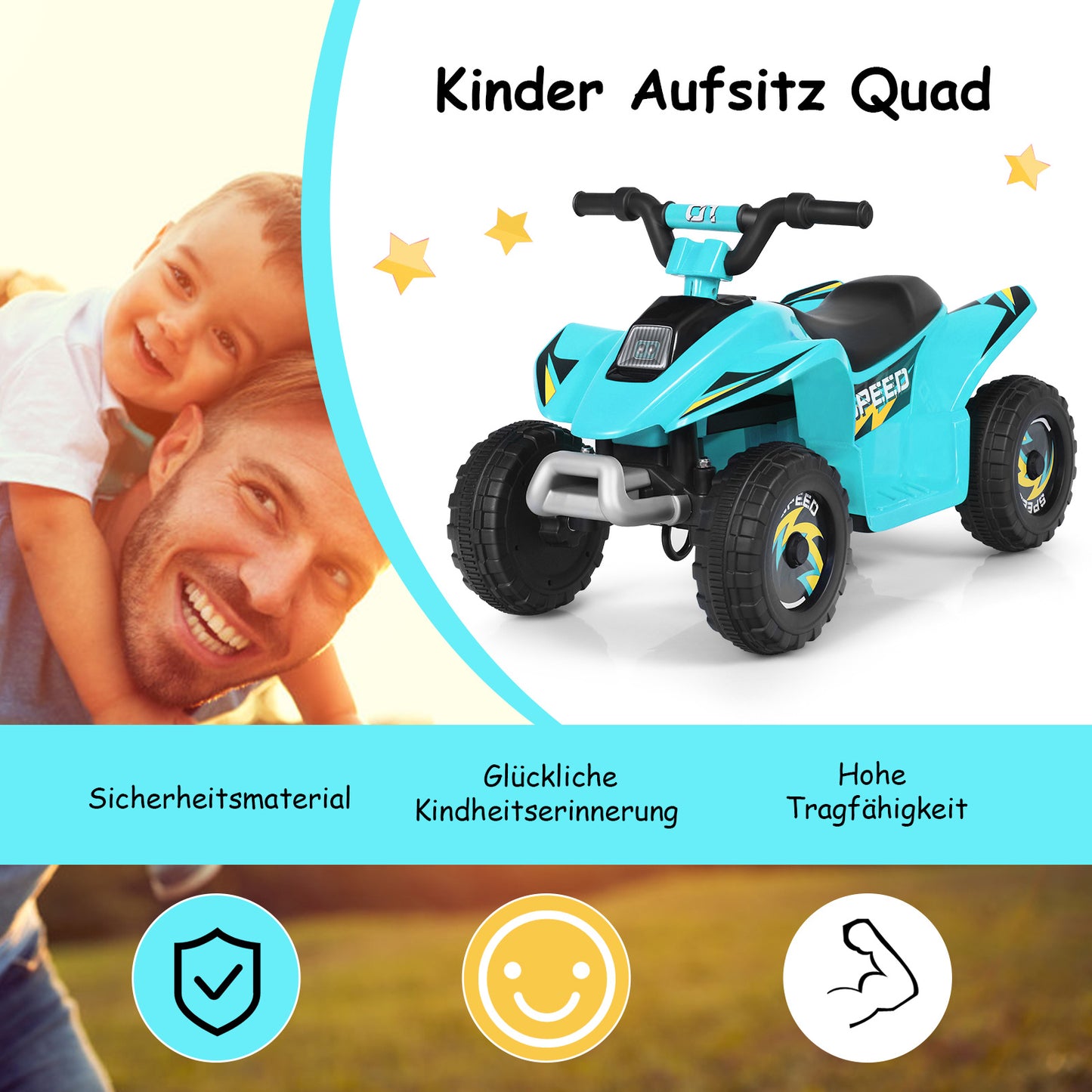 Coast 6V Kindermotorrad Kinder Quad Elektro Kinder Quad 73 x 40 x 44,5 cm blau