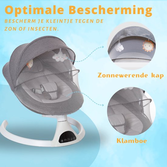 Moxica - elektrische Babyschaukel - Electrical Bouncer - hellgrau