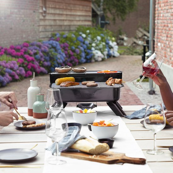 Princess 112252 Hybrid-Grill – 2000 W – Elektro- oder Holzkohlegrill – Kompaktes Tischmodell – Ideal für Balkon und Camping – 44 x 29 cm