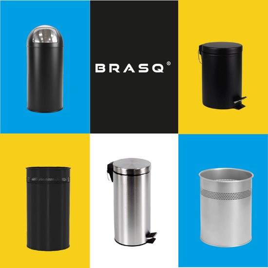 BRASQ Push Bin Edelstahl-Mülleimer mit herausnehmbarem Abfallbehälter 30 Liter - Mülleimer - Mülleimer