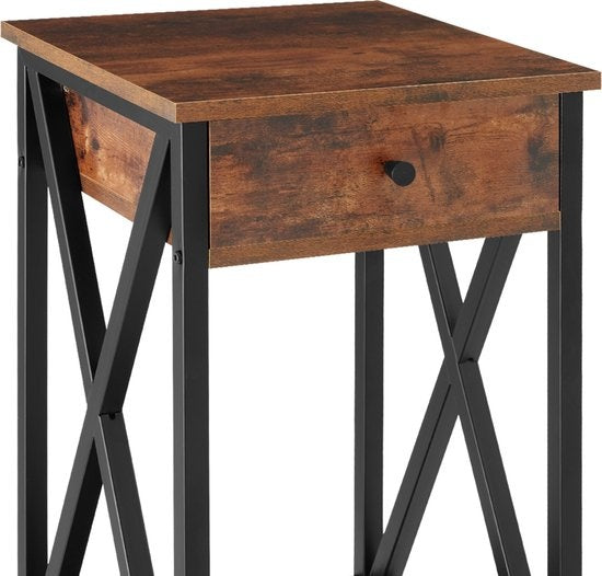 tectake - Beistelltisch Dayton - industriell - dunkelbraun - 35 x 35 x 70,5 cm - 404451