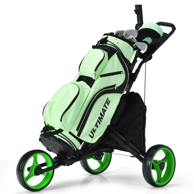 3 Räder Golf Schiebewagen Schnell faltbar Golf Walking Schiebewagen Golftaschenhalter Golf Trolley für Golfschläger Golf Trolley