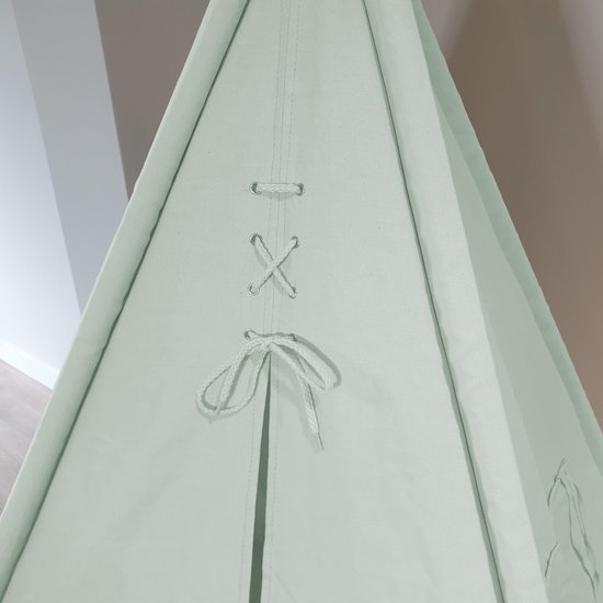 Sunny Alba Tipi-Zelt Pastellgrün – Wigwam-Spielzelt mit Fenstern – 120 x 120 x 160 cm – mit Kissenbezug