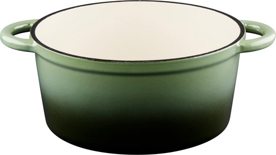 alpina Gusseisen-Kasserolle mit Deckel - Auflaufform ⌀ 24 cm - Alle Wärmequellen - Grün