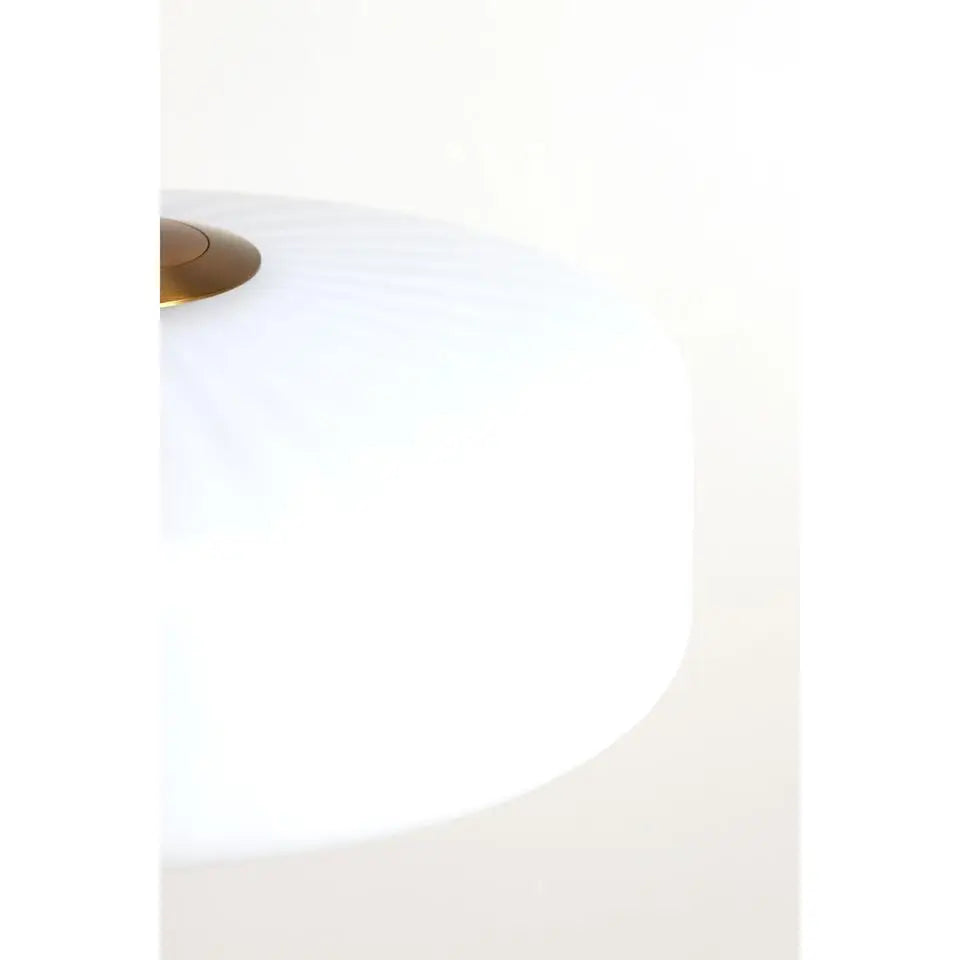 Light & Living Pendelleuchte „Pleat“ Weiß – Ø 40 cm – Moderne Glasleuchte für Wohnzimmer und Flur – Industrieller Stil – Ohne Leuchtmittel – E27-Fassung
