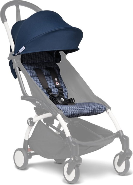 BABYZEN YOYO 6+ Farbpaket, Air France – Dieses Paket enthält ein Sitzkissen, ein passendes Sonnendach und einen Rucksack mit Reißverschluss – Erfordert einen YOYO2-Rahmen (separat erhältlich)