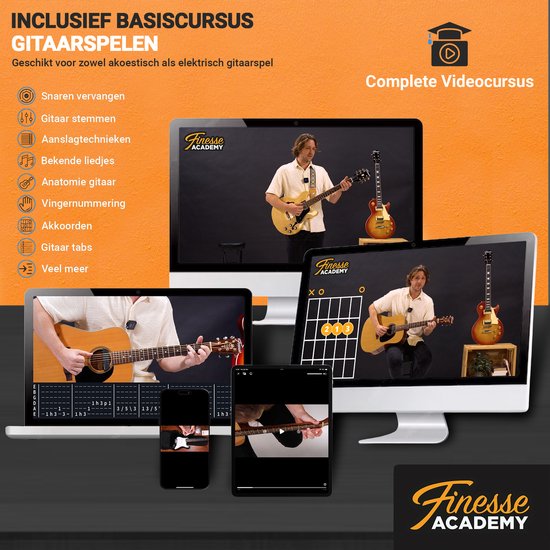 Finesse E-Gitarre mit Verstärker Rot/Orange