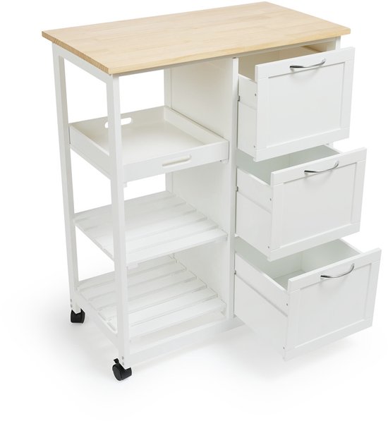 Lifa Living Küchenwagen Sophie - Räder - Servierwagen - Weiß - 67x37x84(LxBxH)