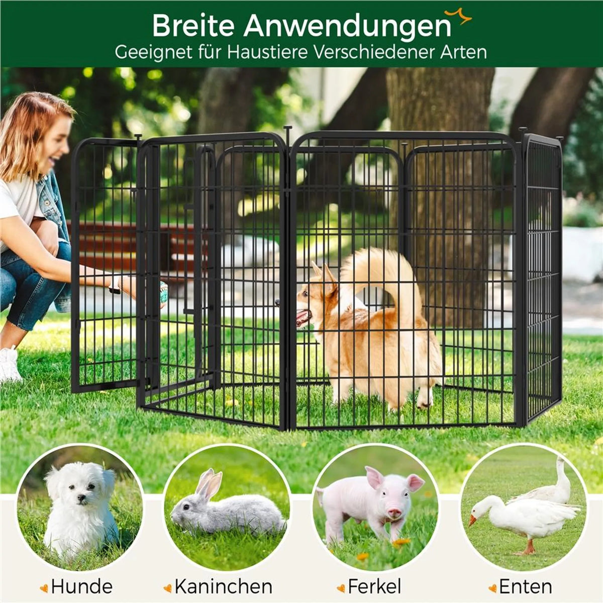 Yaheetech – Sicherer und flexibler Hundepark mit 6 Elementen, 80 cm – Mattschwarz – Metall