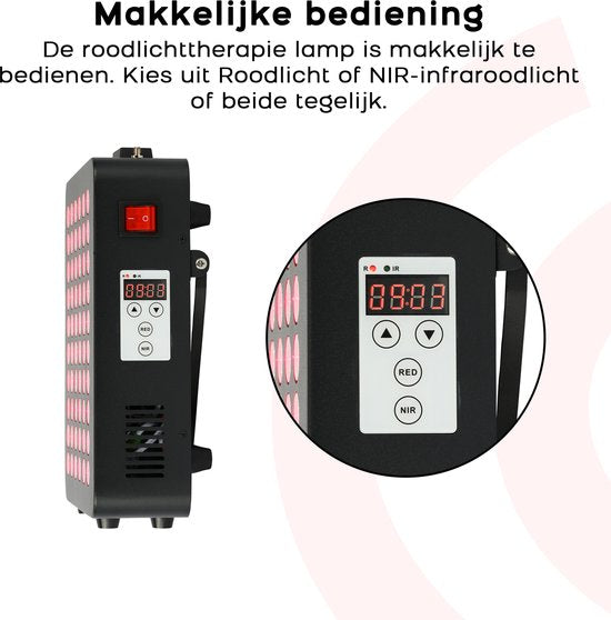 LIROMA® Rotlichttherapie - 2 Wellenlängen - Timer - LED-Infrarotlampe - Infrarottherapie - Rotlichttherapie - Kollagenlampe - Fibromyalgie - Lichttherapie
