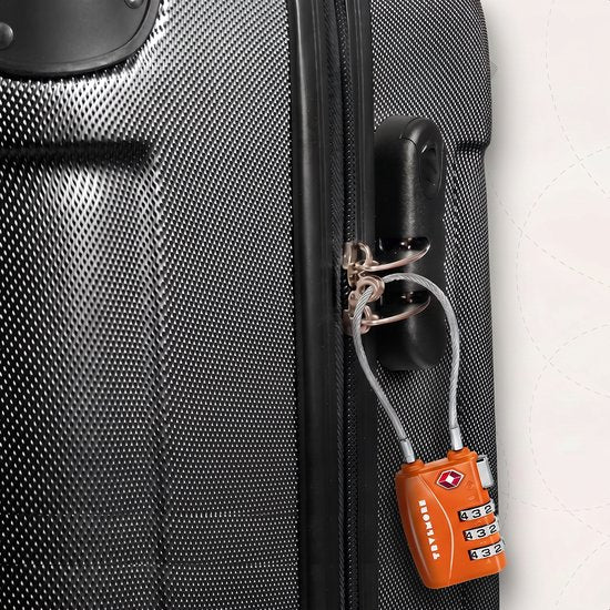 TRVLMORE Kofferschloss, lang – TSA-Reiseschloss – Schloss – 3-stelliges Vorhängeschloss – 14 cm Kabelschloss – 2 Stück – Zahlenschloss – Orange
