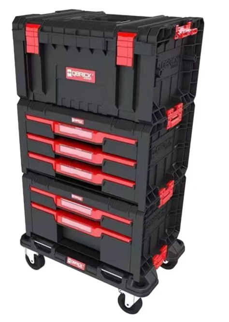 Qbrick System Pro Schubladenset auf Rädern - 2 Schubladenfächer, 61 x 44 x 33 cm, Schwarz