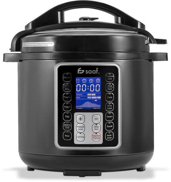 Multikocher - 11-teiliges Set - 6L - 12 automatische Programme - Langsamkocher, Reiskocher, Dampfgarer, Schnellkochtopf - Grau - von Saaf