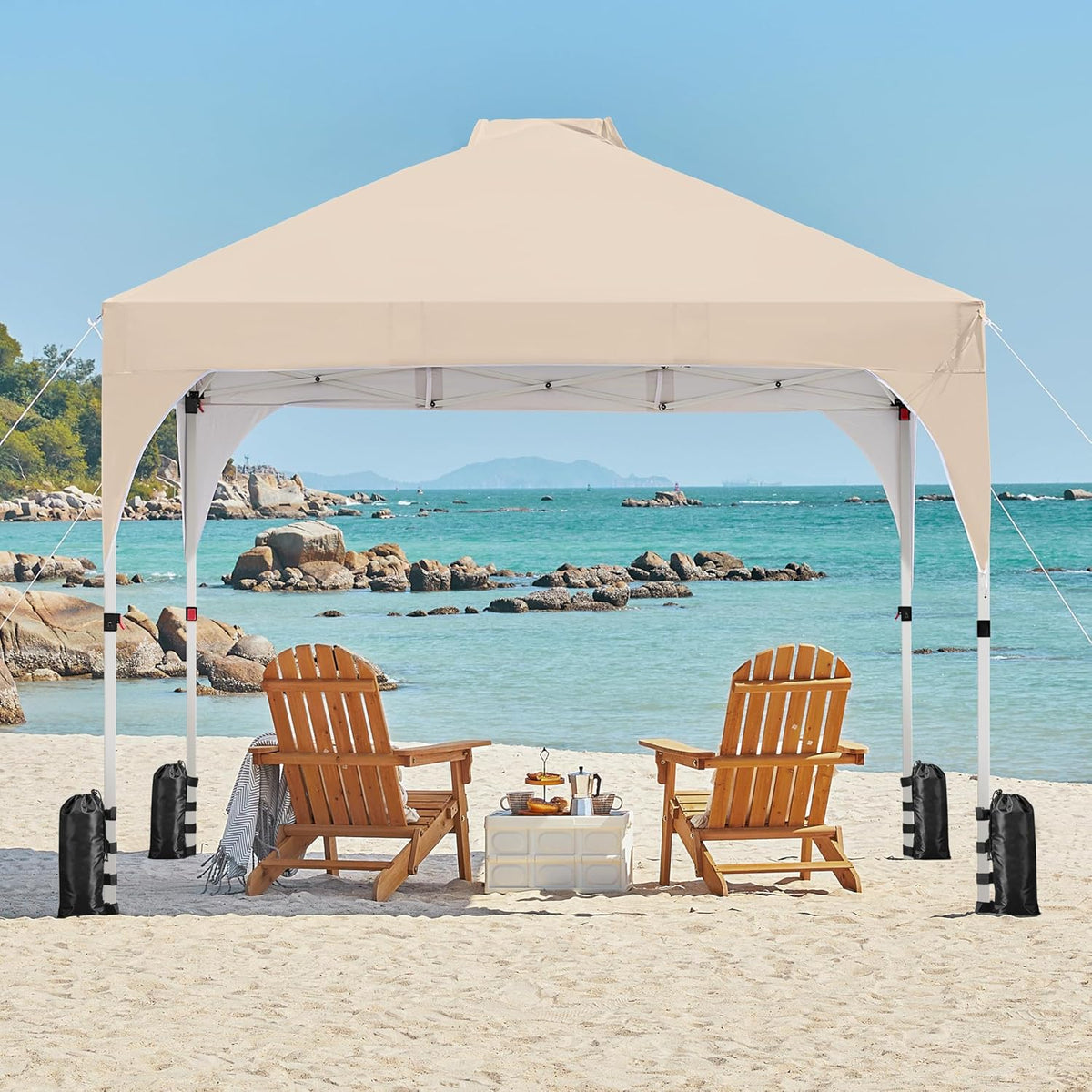 Yaheetech Faltpavillon 3 x 3 m – Wasserabweisend, höhenverstellbar – BeigeYaheetech Faltpavillon 3 x 3 m – Wasserabweisend, höhenverstellbar – Beige