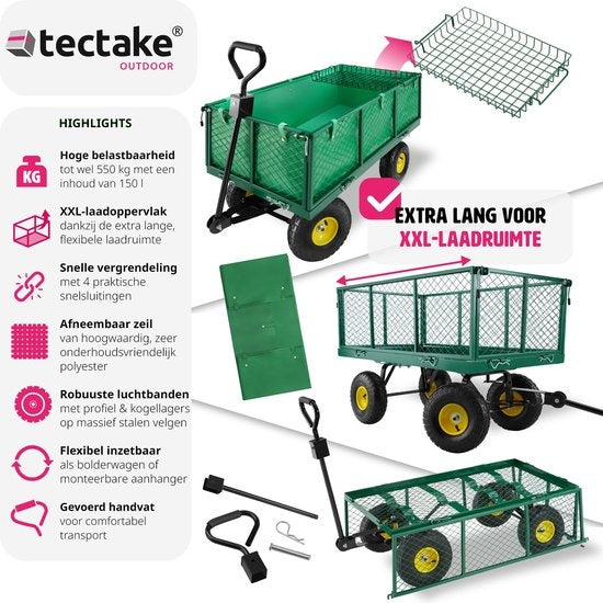 tectake - XXL Shedding-Wagen Gartenwagen Transportwagen - 401418